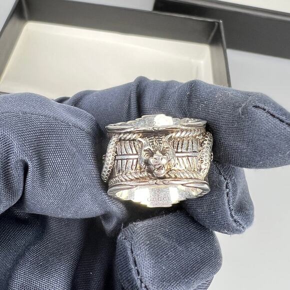 NIB Gucci Garden GG Malachite Ring in Silver Size 12 - Picture 6 of 14